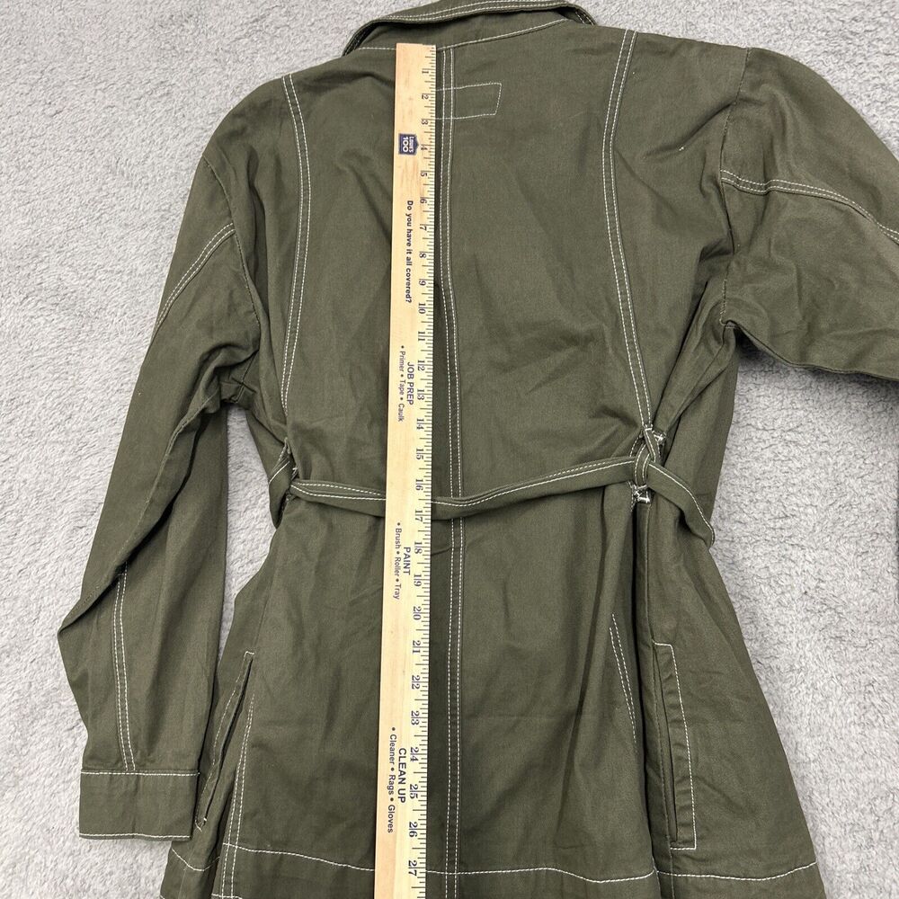 Suzanne Betro Denim Jacket Womens 2XL Olive Green Belted Coat Zip Up - Picture 16 of 16